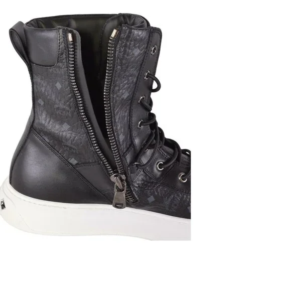 NIB MCM Women's Logo High Tops Combat Boots Shoes - Picture 4 of 10